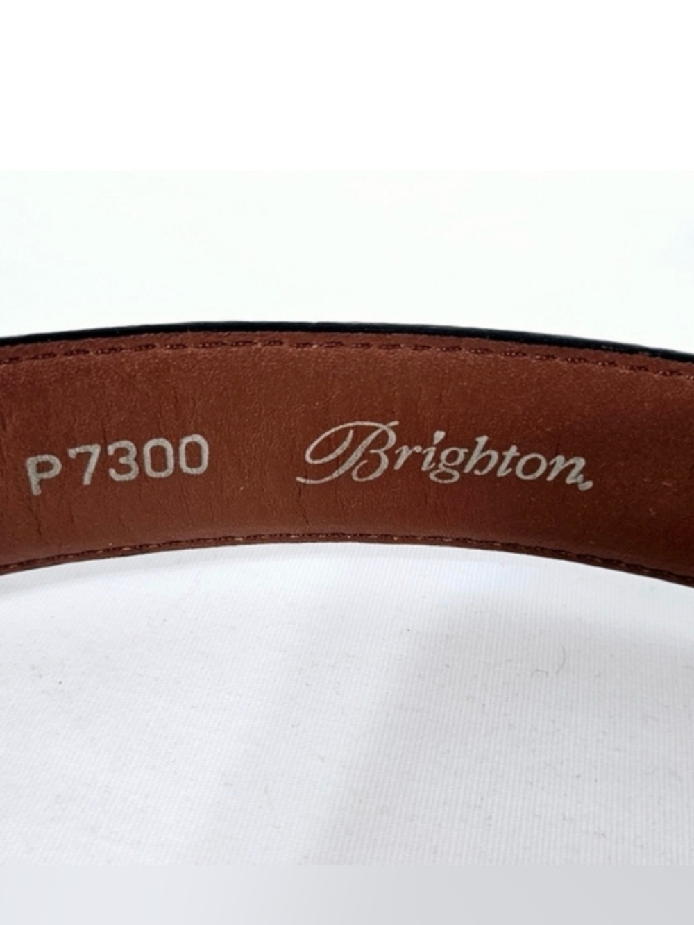 Brighton Double-Stitch Inlay Leather Belt in Black and Brown Size 36 - Picture 4 of 5